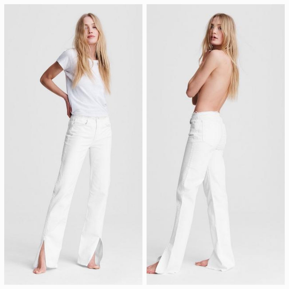 Rag & Bone Low Rise Cut-Off Flare  Relaxed Fit Jeans in White Size 24 NWT